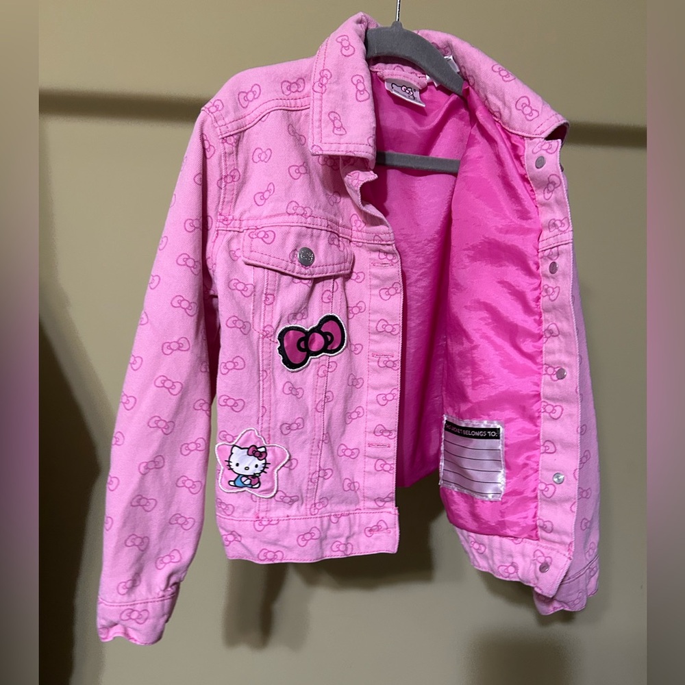 Hello Kitty Pink Kids Jean Jacket with Fun Patches - Picture 2 of 3